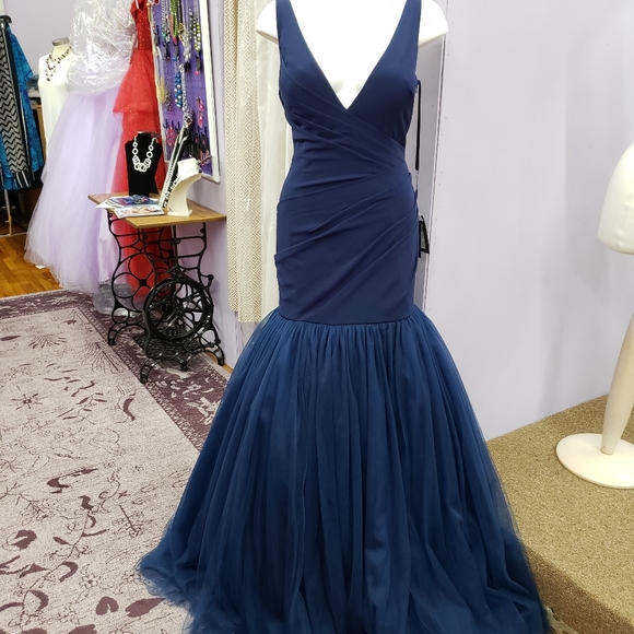 Terani Navy Mermaid tulle Dress - Picture 4 of 5